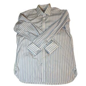 Turnbull & Asser Men’s Size 16 41cm Blue Purple Striped French Cuff Dress Shirt